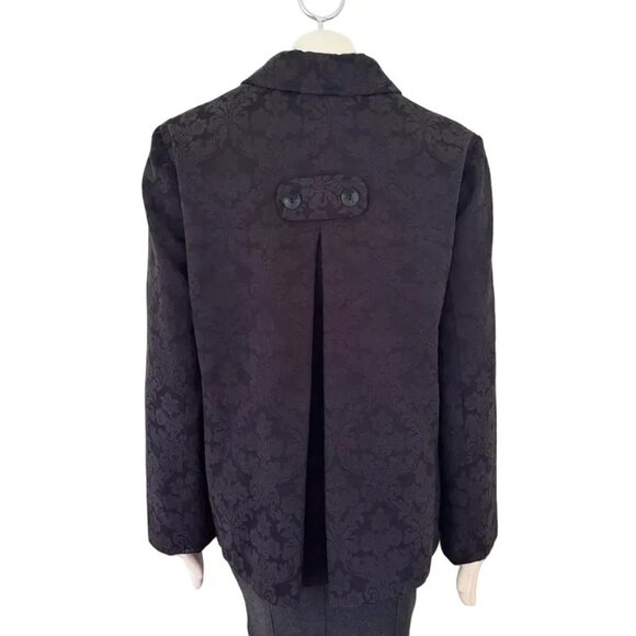 J.JILL Damask Brocade Button Front Jacket in Black SZ 18 - Picture 7 of 11